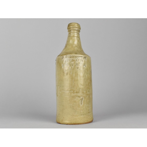 156 - A 19th Century Glazed Bottle for J Heginbotham, Kings Arms, Stalybridge, 25cms High