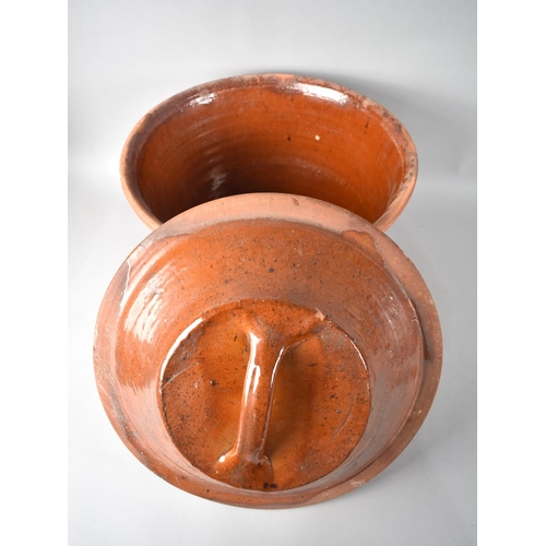 159 - A Vintage Terracotta Glazed and Lidded Proving Jar, 35cms Diameter