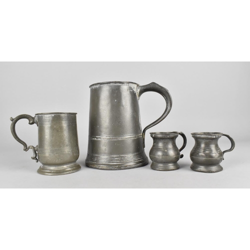 163 - A William IV Pewter Tankard Measure and Three Smaller Examples