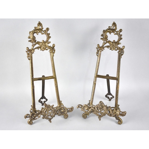 165 - A Pair of Reproduction French Style Ormolu Easel Back Picture Stands in the Rococo Style, 41cms High