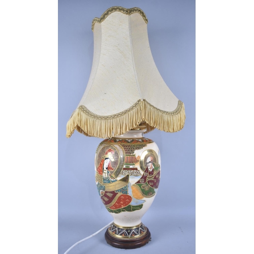 167 - A Late 20th century Japanese Satsuma Table Lamp of Vase Form, Complete with Shade, 62cms High Overal... 