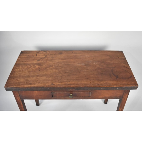 168 - A Mid 19th Century Mahogany Lift Top Tea Table with Central Small Drawer, 92cms Wide, Square Taperin... 