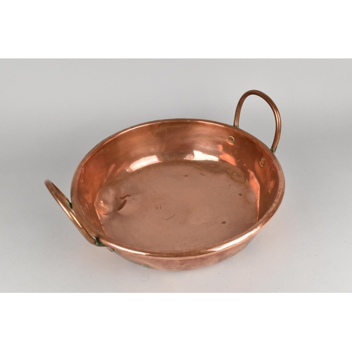 171 - A Circular Copper Two Handled Cooking Pan, 34cms Diameter together with a 19th Century Copper Saucep... 