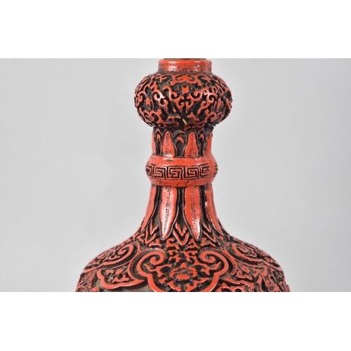 181 - A Mid 20th century Table Lamp in the Manner of Chinese Cinnabar Red Lacquer Vase, 32cms High