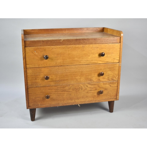 203 - A Vintage Galleried Three Drawer Chest by Gordon Russell, 91cms Wide