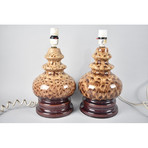 210 - A Pair of Glazed German Table Lamp Bases, 34cms High