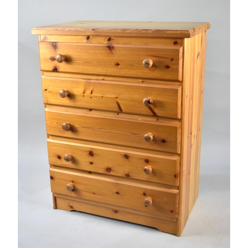 217 - A Modern Pine Chest of Five Long Drawers, 76cms Wide