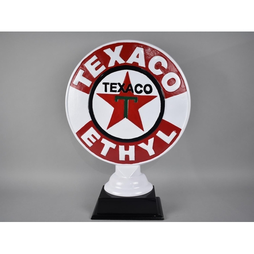 220 - A Reproduction Cold Painted Metal Circular Sign for Texaco Ethyl, 38cms Diameter