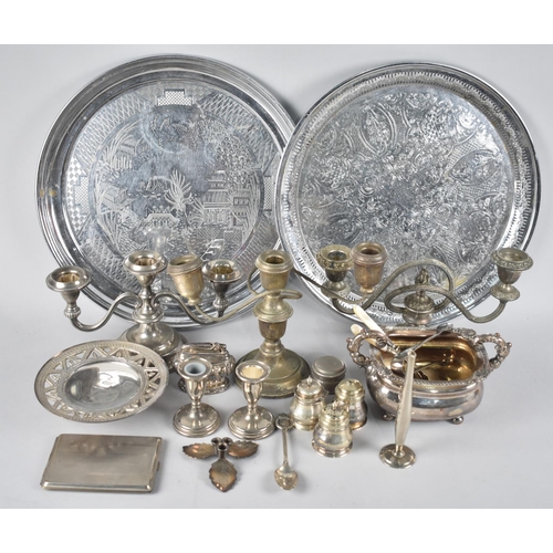 247 - A Collection of Various Silver Plate to include Candelabra, Circular Tray, Ronson Lighter, Cruet Set... 