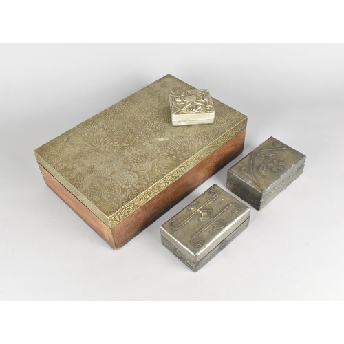 252 - A Pewter Mounted Fitted box and Three Smaller Examples