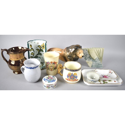 253 - A Collection of Various Ceramics to include lion Ornament, Paragon Commemorative Mug, Derby Roses Pi... 