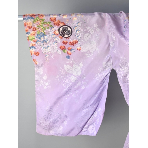 265 - A Silk Kimono, Purple Ground with Foliage Decoration