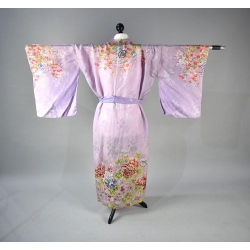 265 - A Silk Kimono, Purple Ground with Foliage Decoration