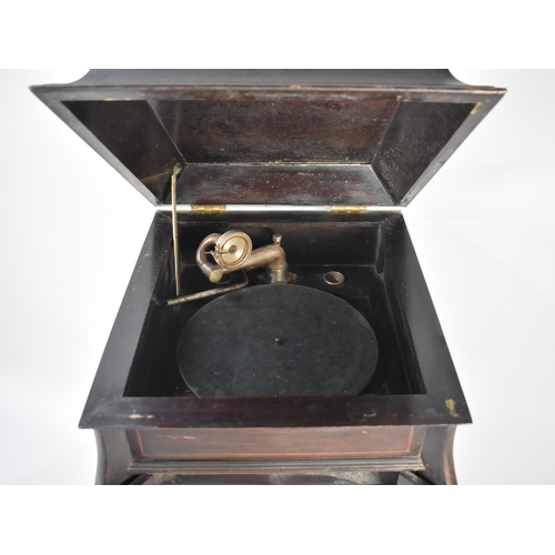 270 - An Edwardian String Inlaid Wind Up Gramophone with Panelled Doors to Front, Lift Top, Mechanism Work... 