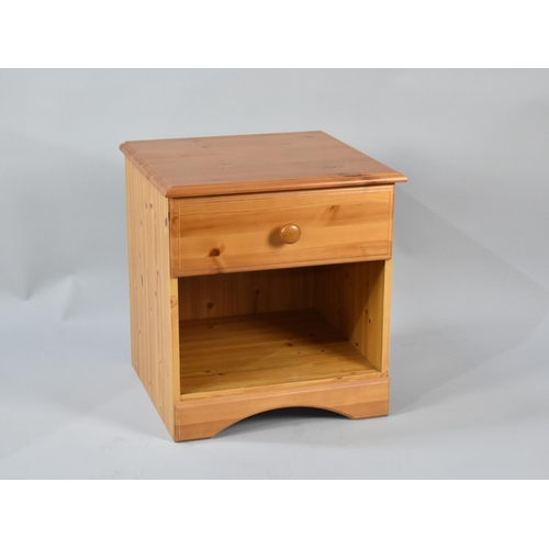 275 - A Modern Pine Bedside Table with Single Top Drawer, 46cms Wide