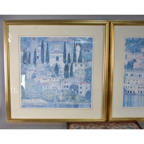 281 - A Pair of Framed Continental Prints together with a Framed Tapestry