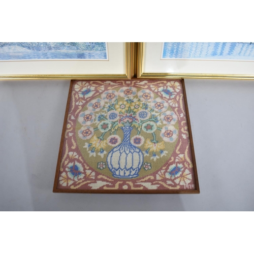 281 - A Pair of Framed Continental Prints together with a Framed Tapestry