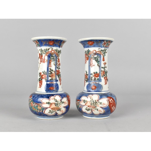 292 - A Pair of Japanese Porcelain Bottle Vases Decorated in the Imari Palette 12cm high