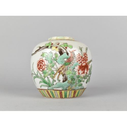 299 - A Chinese Qing Dynasty Porcelain Ginger Jar Decorated in the Famille Verte Palette with Bird Amongst... 