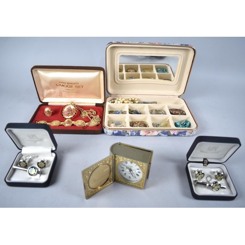 315 - A Collection of Various Jewellery Boxes Containing Costume Jewellery to Include Brooches, Cufflinks,... 