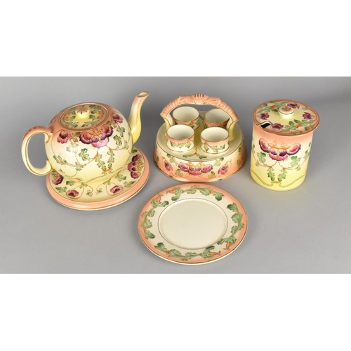 333 - A Collection of Blush Floral Decorated Burleigh Ware Sandon  to Comprise Tea Pot, Teapot Stand, Dish... 