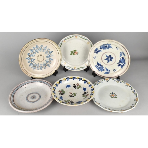 334 - A Collection of 19th Century French Faience Dishes and Bowl all Decorated in Polychrome, Largest 24c... 