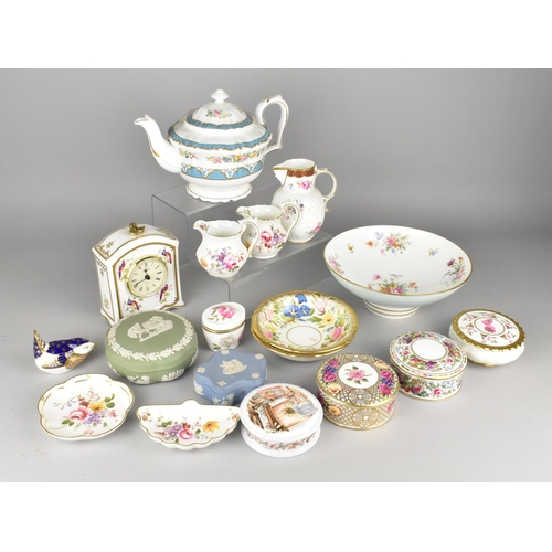 346 - A Collection of Various Ceramics to Comprise Spode Mantle Clock, Crown Staffordshire Teapot, Minton ... 