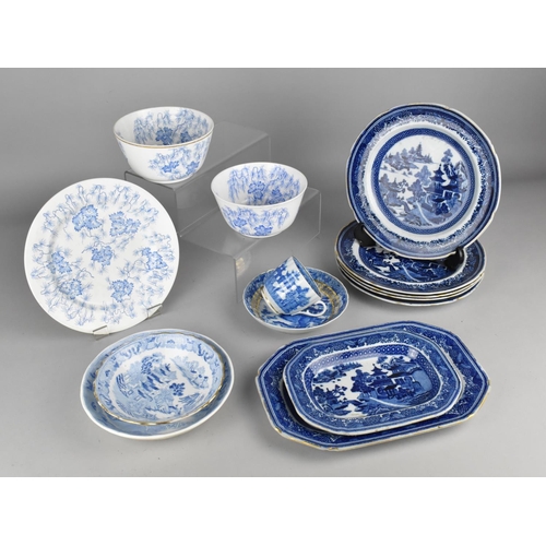 348 - A Collection of Various Late 19th and Early 20th Century English Blue and White to Comprise Willow P... 