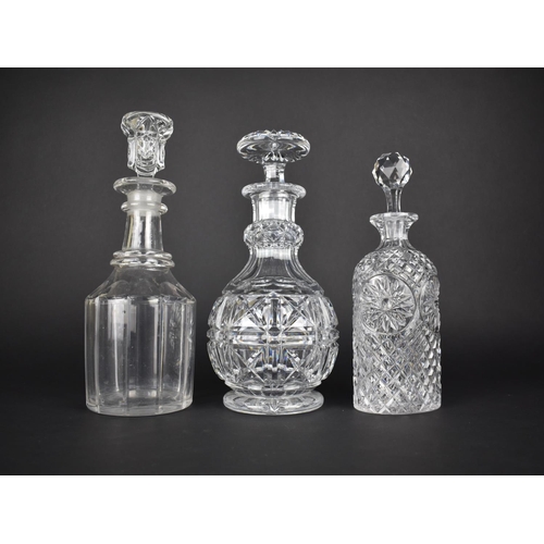 371 - Three Cut Glass Decanters, Tallest 26.5cm high