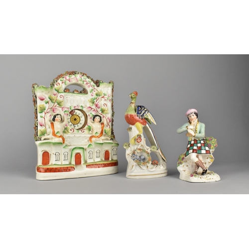 394 - Three Pieces of 19th Century Staffordshire Pottery to Comprise Large Flatback Combination Spill and ... 