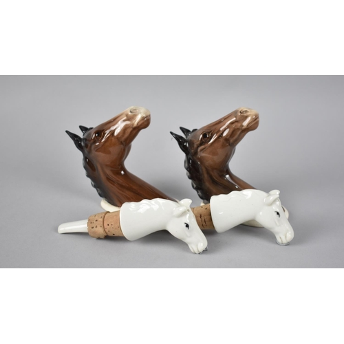 408 - Two Beswick Horse Plaques, no. 1382 Together with Two White Horse Ceramic Pourers