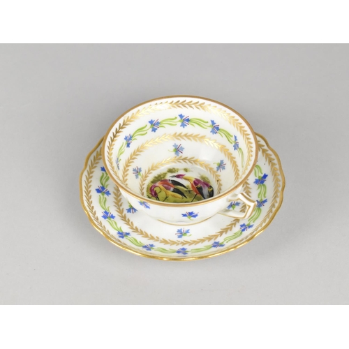 414 - An Early 20th Century Porcelain Cup and Saucer Decorated with Alternating Bands of Gilt Laurel and B... 