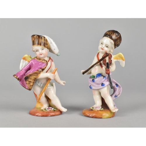 417 - A Pair of 19th Century German Porcelain Cherubs, both with Blue AR Marks for Augustus Rex to Base (S... 