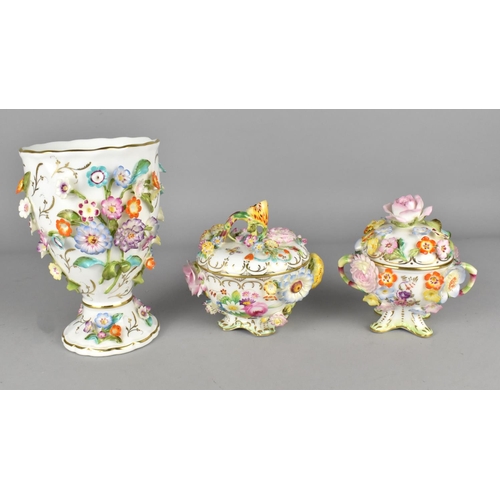 418 - Three Pieces of Coalbrookdale by Coalport to Comprise Pedestal Vase (Missing Lid), Lidded Pot and a ... 