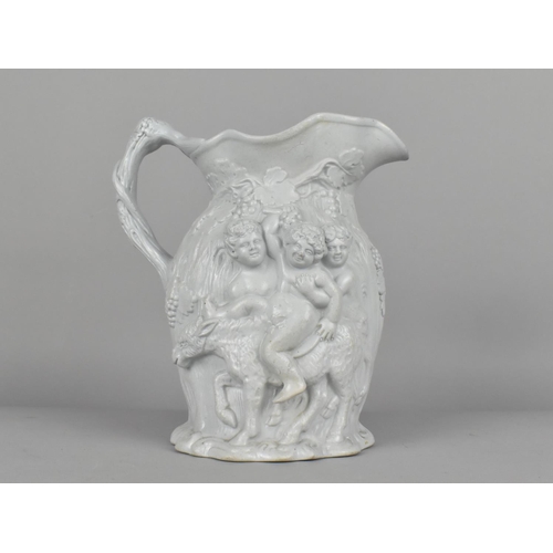 422 - A 19th Century English Relief Decorated Jug, Detailing Classical Bacchanalian Party, Impressed No.12... 