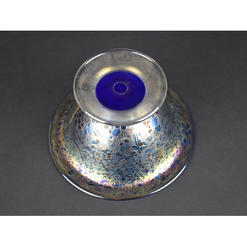 431 - An Isle of Wight Iridescent Footed Bowl, New Bon Bon Allsorts Pattern, 14cm Diameter