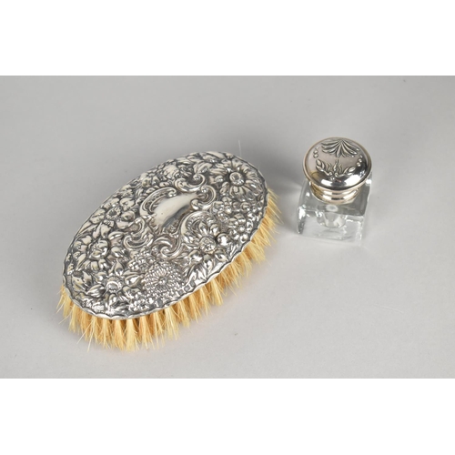 436 - A Nice Quality Silver Dressing Table Brush with Embossed Decoration depicting Flowers, Leaves and Sc... 