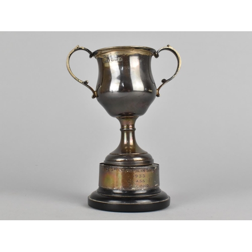 438 - A Small Silver Two Handled Trophy on Plinth, Trophy Marked for Birmingham and Dated 1954 by FC Richa... 