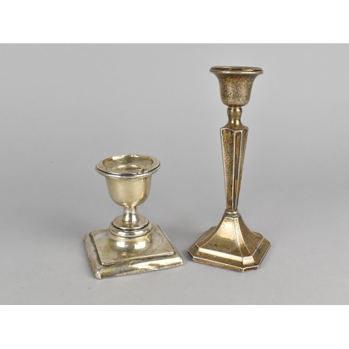 441 - Two Silver Candlesticks, Tallest 15.5cms High and with Birmingham Hallmark for 1915 and Maker AJ Pep... 