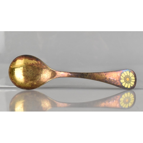 443 - Georg Jensen: a Danish Gilt Silver Spoon for Christmas 1973 with Enamelled Sunflower Decoration, Ful... 