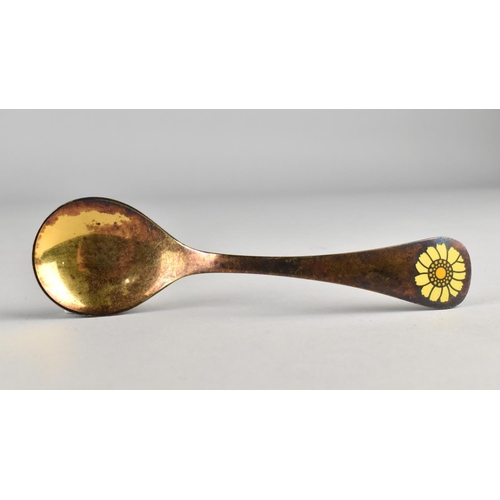 443 - Georg Jensen: a Danish Gilt Silver Spoon for Christmas 1973 with Enamelled Sunflower Decoration, Ful... 