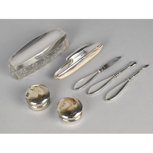 447 - A Collection of Various Silver Mounted Dressing Table Items to include Dressing Glass Table Pot, Pai... 