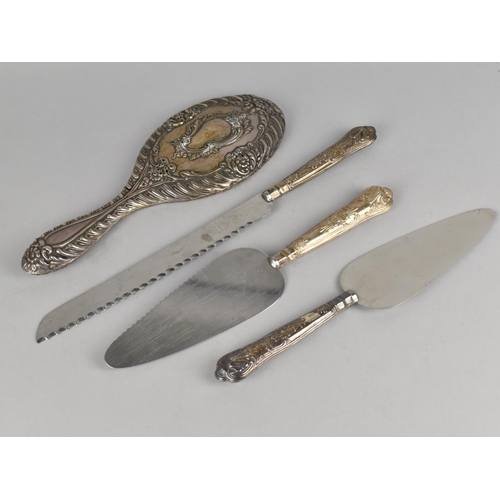 448 - A Collection of Silver Mounted Items to include Two Cake Slices, a Large Cake Knife and a Dressing T... 