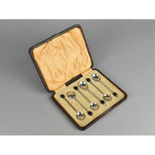 449 - A Cased Set of Six Silver Coffee Spoons with Coffee Bean Finials, Sheffield 1923 by John and William... 