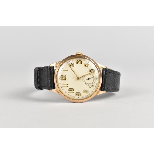 451 - A 9ct Rose Gold Gold Gents Wrist Watch by BWC (Buttes Watch Company), Silvered Dial with Arabic Nume... 