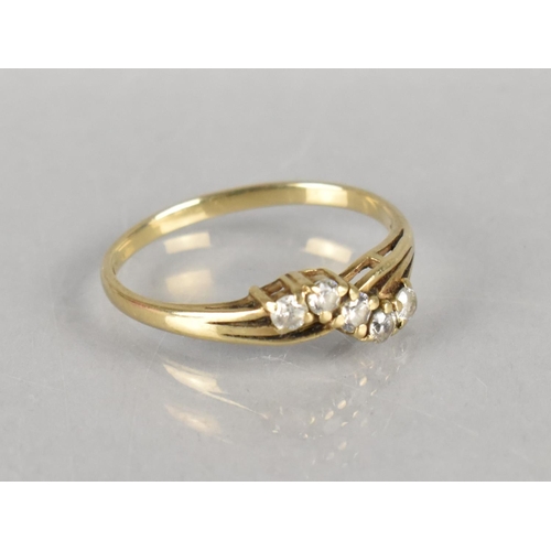 456 - A 9ct Gold and CZ Ladies Dress Ring, Five Round Cut Stones Claw Set to Pierced Crossed Shoulders, 1.... 