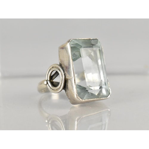 466 - A Silver and Aquamarine Type Stone, Stamped 925 Internally, Size O