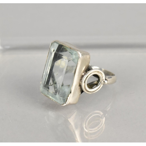 466 - A Silver and Aquamarine Type Stone, Stamped 925 Internally, Size O