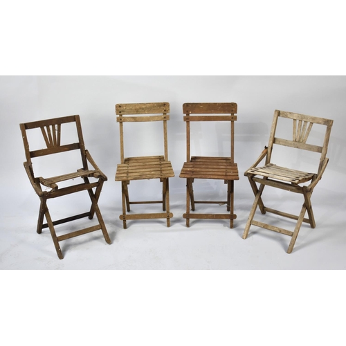 489 - Four Vintage Wooden Children's Folding Chairs