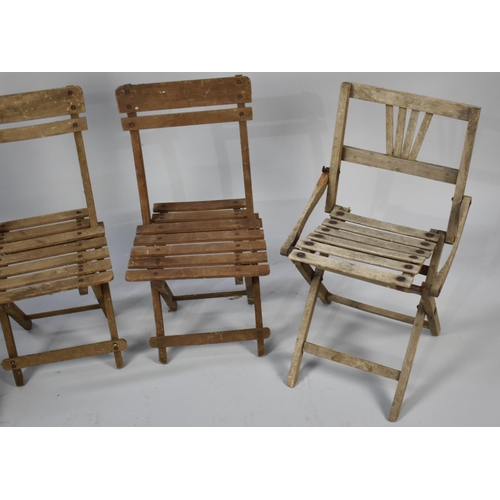 489 - Four Vintage Wooden Children's Folding Chairs